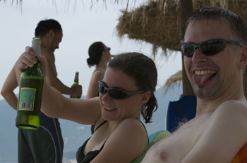 Lulu und Ludwig mit Getränk