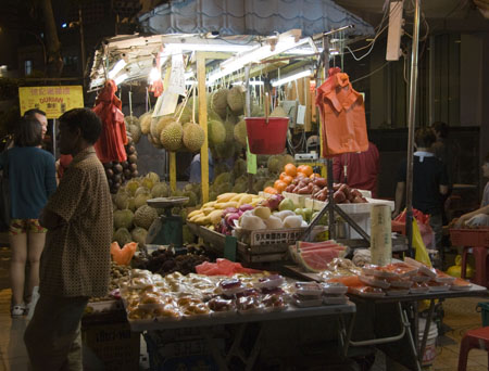 Verkaufsstand für Durians