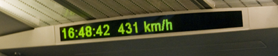 Im Transrapid bei 431 km/h